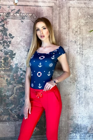 Elena top - Tengerész mintás