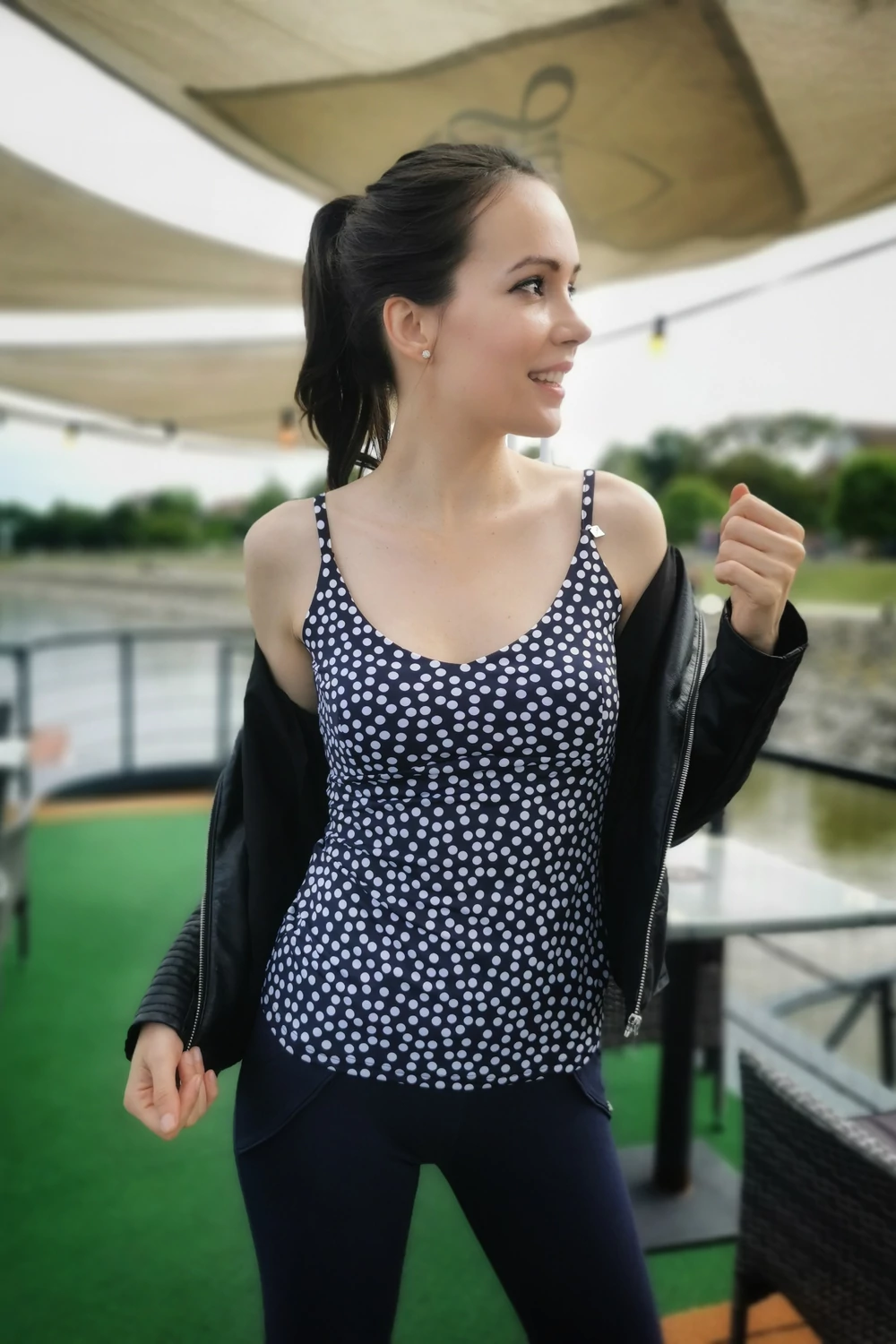 Minka top - pöttyös mintás